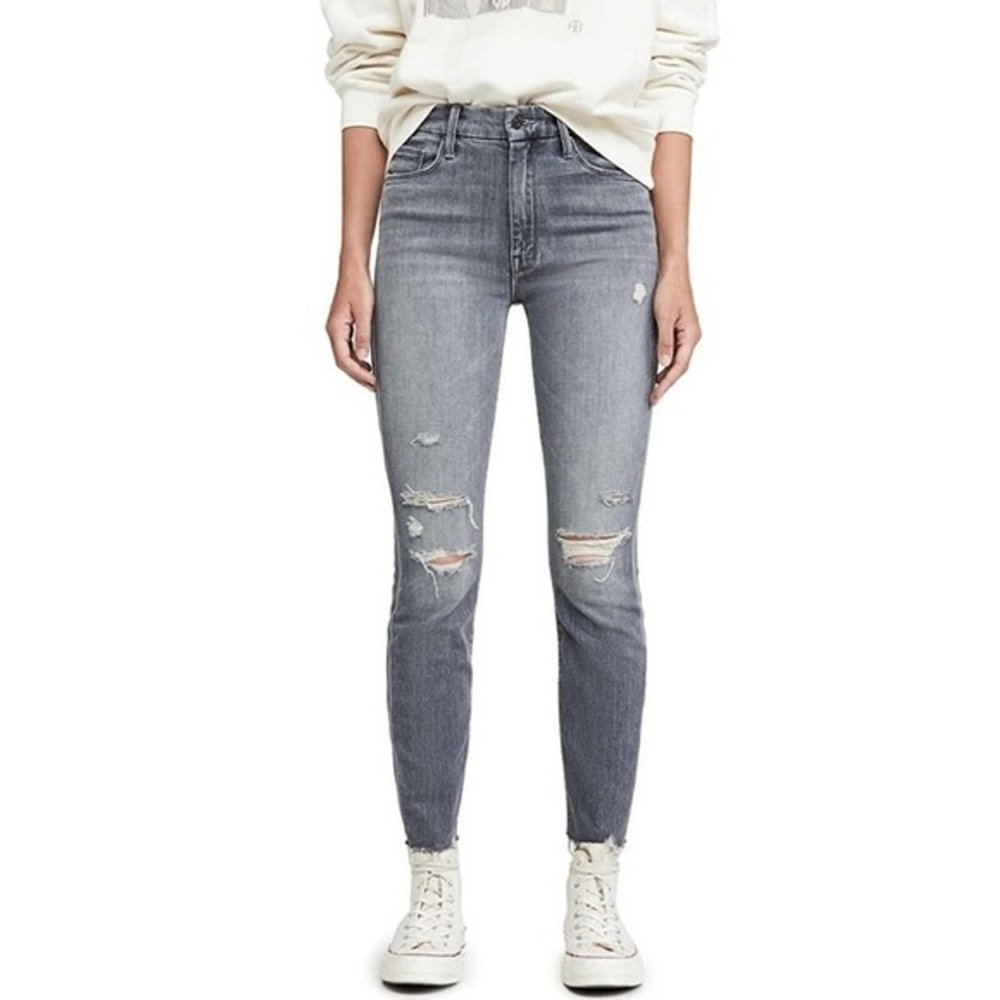 Mother High Waisted Looker Ankle Nick Fray Ace of Spades Size 28